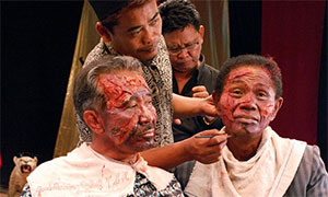 In make-up for ‘The Act of Killing’