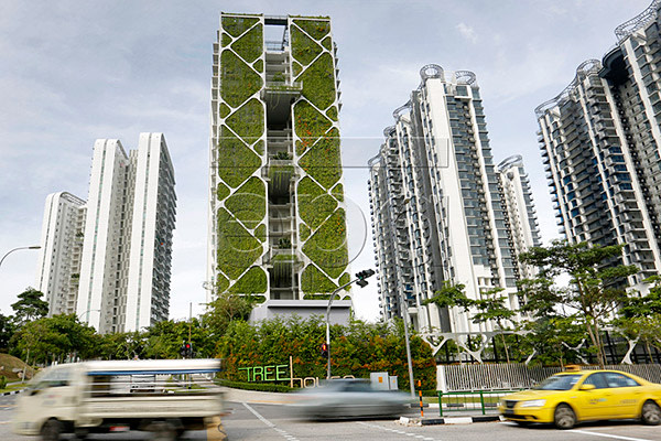 A view of Tree House Condominium, a 24-storey tower that housed the largest vertical garden in the world in Singapore, 12 June 2014