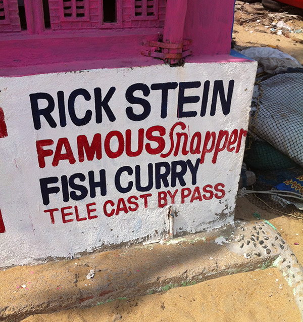 The restaurant promotes Rick Stein's endorsement 