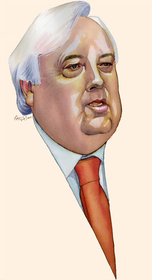 Illustration by James Ferguson of Clive Palmer