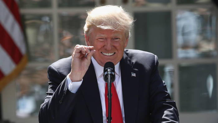 U.S. President Donald Trump announces his decision for the United States to pull out of the Paris climate agreement in the Rose Garden at the White House June 1, 2017 in Washington, DC.