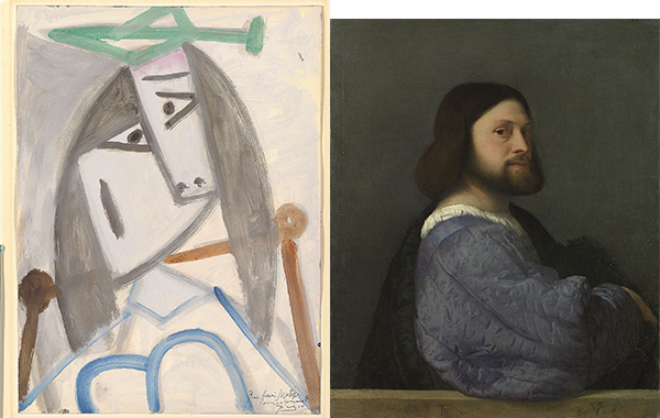 Picasso’s ‘Portrait of a Woman: Dora Maar’ (1942);  Titian’s portrait of Gerolamo Barbarigo (c1510)