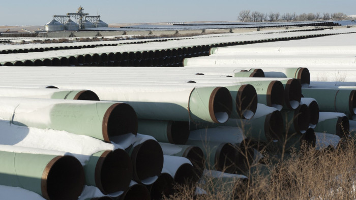 A depot used to store pipes for Transcanada Corp's planned Keystone XL oil pipeline