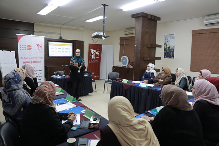 Leading role: Amany S Abu AlQumboz conducts a session on combating gender-based violence for non-specialists in the field