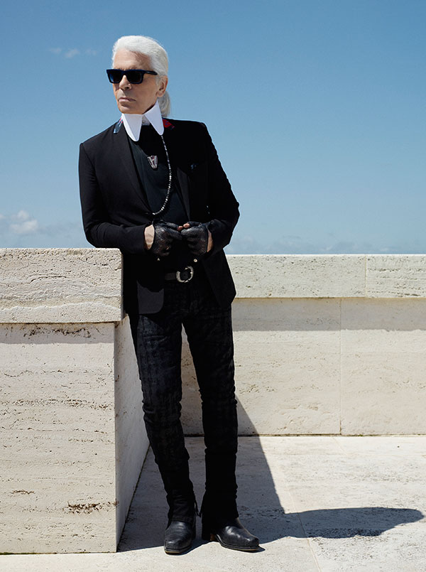 Karl Lagerfeld at the new Fendi headquarters in Rome, 2014