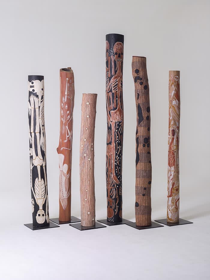 Aboriginal Larrakitj (hollow log) installation from Injalak Arts (2015-17)