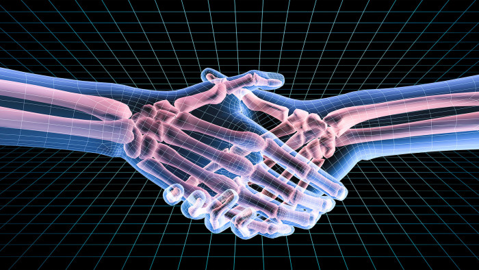 X-ray image of hand shake