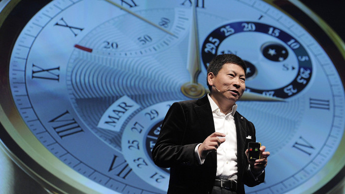 Huawei’s Richard Yu presents the company’s smartwatch