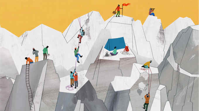 Illustration of workers climbing