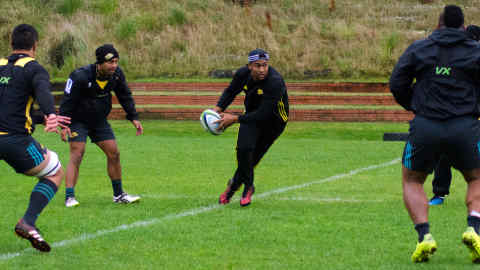 Julian Savea during a warm up game at a Hurricanes rugby training. Taken at the Wellington Hurricanes training base