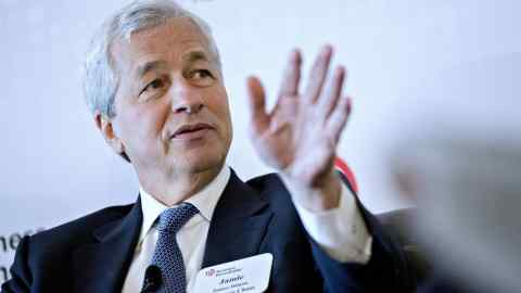 Jamie Dimon, chief executive officer of JPMorgan Chase & Co., speaks during a Business Roundtable panel in Washington, D.C., U.S., on Wednesday, June 7, 2017. The Business Roundtable panel discussed the U.S. skills gap and its importance in solving the problem to spur economic growth and individual prosperity. Photographer: Andrew Harrer/Bloomberg