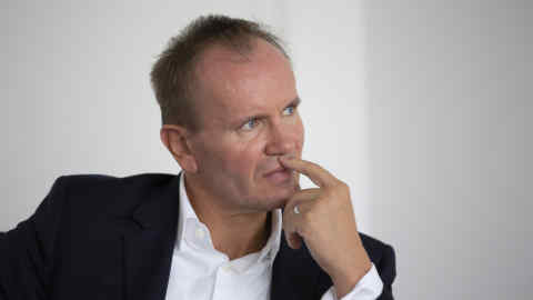 Markus Braun, chief executive officer of Wirecard AG, pauses during an interview at the company's headquarters in Munich, Germany, on Wednesday, Sept. 5, 2018. Commerzbank AG, part of the DAX Index stock gauge since its inception in 1988, will be replaced by fintech company Wirecard AG, index provider Deutsche Boerse AG said in a statement late on Wednesday. Photographer: Matthias Doering/Bloomberg
