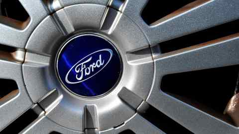 A picture shows on February 18, 2019, the logo of US auto-maker Ford on a car in Blanquefort, southwestern France. - French Economy Minister Bruno Le Maire said he wanted to make sure the buy-out offer for the Blanquefort plant was "robust over the long-term" as doubts increase on the economic viability of the project. (Photo by GEORGES GOBET / AFP)GEORGES GOBET/AFP/Getty Images