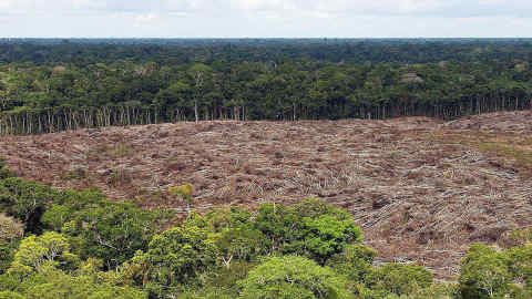 epa07772664 A picture made available on 14 August 2019 shows a deforested area in the Amazon forest in Brazil, 28 November 2013 (issued 14 August 2019). Deforestation in the Brazilian Amazon reached 2,254.8 square kilometers in July 2019, an area 278 percent larger compared to the same month last year, according to the National Institute of Space Research (INPE). Inpe had already reported an 88-percent increase in deforestation in June compared to the same month in 2018, data that was publicly questioned by Brazilian President Bolsonaro. The publication led to the dismissal of the institute's head Galvao and the appointment of Darton Policarpo Damiao, a Brazilian Air Force (FAB) officer as interim head. Inpe's publicly accessible Real-Time Amazon Deforestation Detection System (Deter) shows that the deforestation registered in July 2019 is equivalent to more than a third of the total area decimated in the last 12 months.  EPA-EFE/MARCELO SAYAO