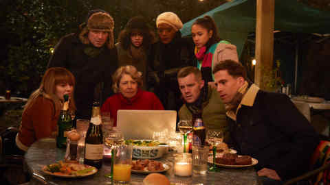 Programme Name: Years and Years - TX: n/a - Episode: Years and Years episode 1 (No. n/a) - Picture Shows: (L-R) Rosie (RUTH MADELEY), Stephen (RORY KINNEAR), Muriel (ANNE REID), Bethany (LYDIA WEST), Celeste (T'NIA MILLER), Ruby (JADE ALLEYNE), Daniel (RUSSELL TOVEY), Ralph (DINO FETSCHER) - (C) Red Production - Photographer: Guy Farrow