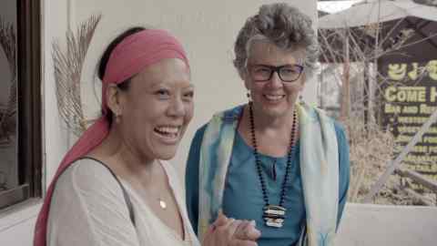 Li-Da Kruger and Prue Leith at Yvette Pierpaoli⿿s former house