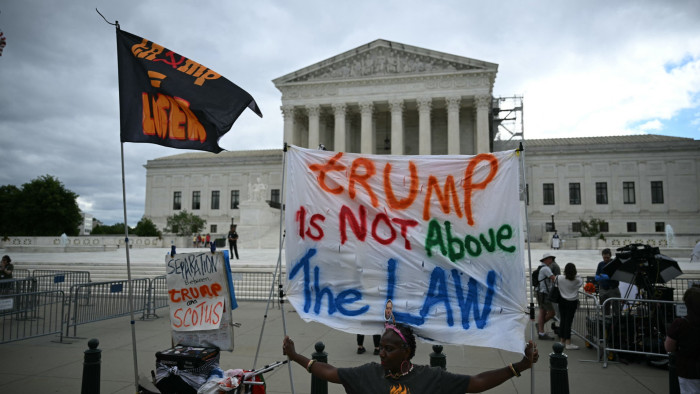 Demonstrators outside the US Supreme Court