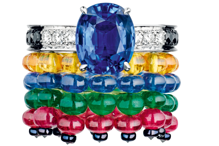 Chaumet diamond, emerald, sapphire, garnet and spinel Trésors d’Afrique – Ronde des Pierres ring, POA