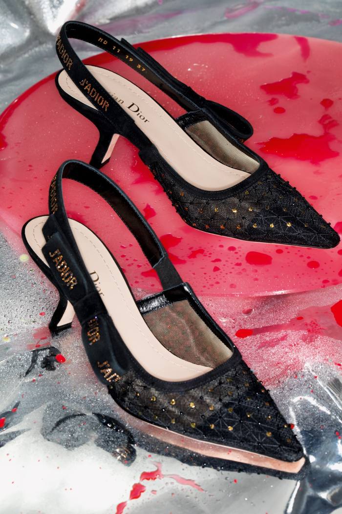 Dior tulle, grosgrain and strass J’Adior slingback pumps, £1,250