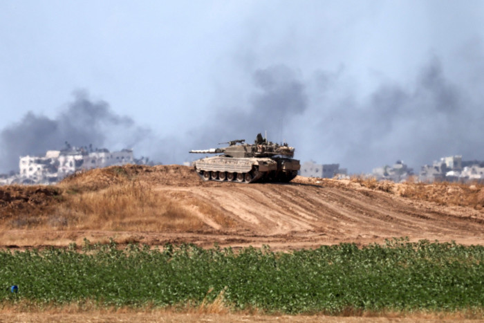 An Israeli tank manoeuvring