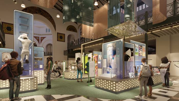 An artist’s impression of the West Hall of the Futures exhibition at the Smithsonian’s Arts and Industries building