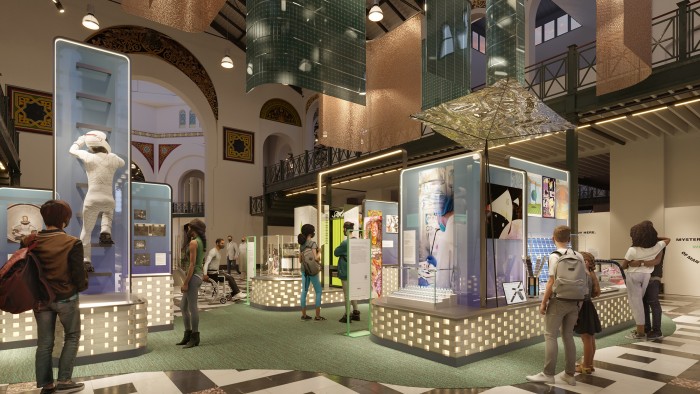 An artist’s impression of the West Hall of the Futures exhibition at the Smithsonian’s Arts and Industries building