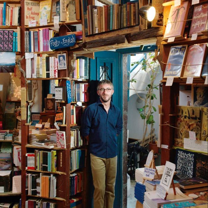 Craig Walzer of Atlantis books in Santorini