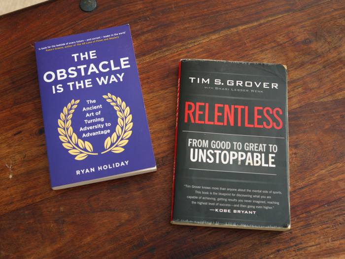 Two of Foucan’s favourite recent reads: The Obstacle Is the Way by Ryan Holiday and Relentless: From Good to Great to Unstoppable by Tim S Grover