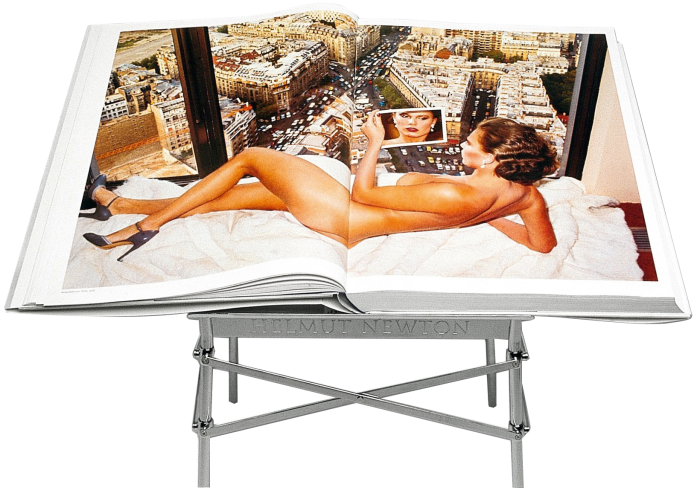 The inaugural Taschen Sumo by Helmut Newton (1999) on its bespoke Philippe Starck stand