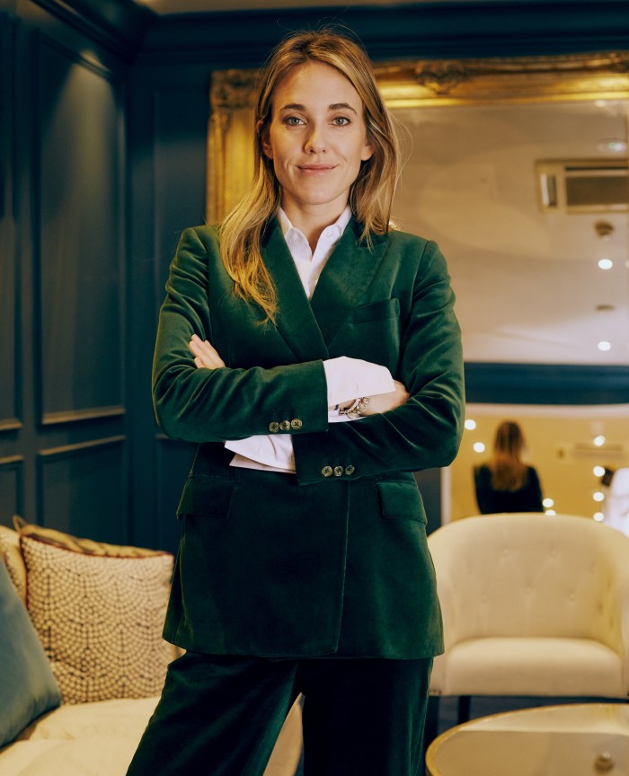 Daisy Knatchbull photographed at The Deck, her tailoring house on Savile Row