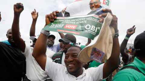 Supporters of Peter Obi attend a rally in Lekki, Lagos, Nigeria, in October