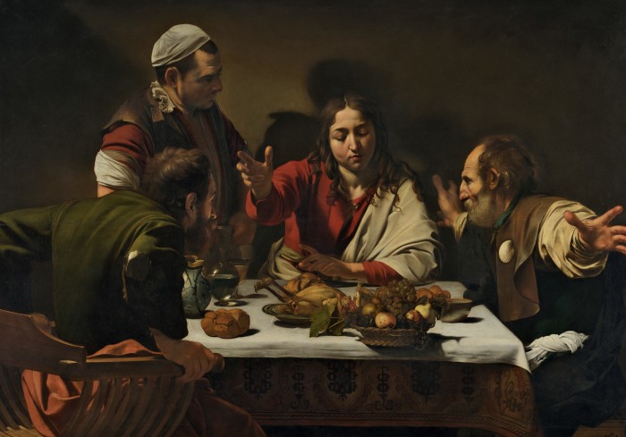 The Supper at Emmaus, 1601, by Caravaggio. To be displayed at the Ulster Museum, Belfast, from 10 May 2024 as part of the NG200 National Treasures exhibition