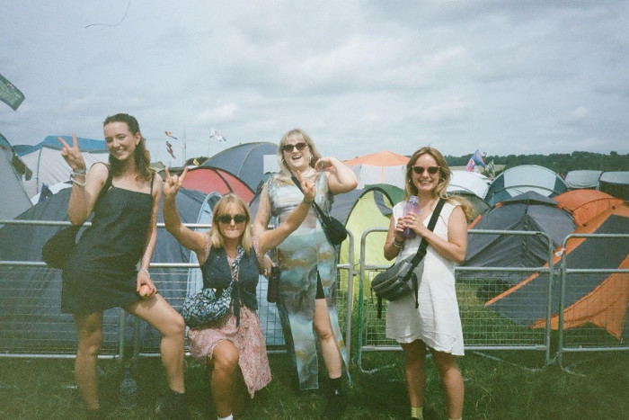 The author (right) with friends at Glastonbury last year