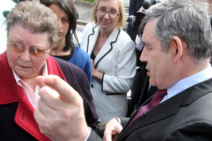 Gordon Brown speaks to Gillian Duffy in 2010 