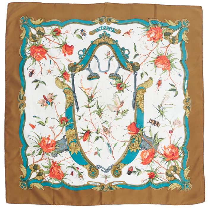 Hermès silk scarf with “Ingrid” insect illustration by Lenke Szechenzyl, £250