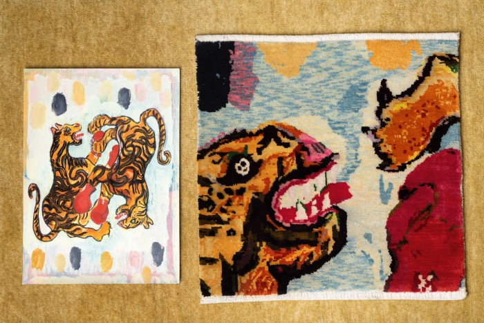 The original artwork plus a sample of Peter Doig’s Tiger Fight