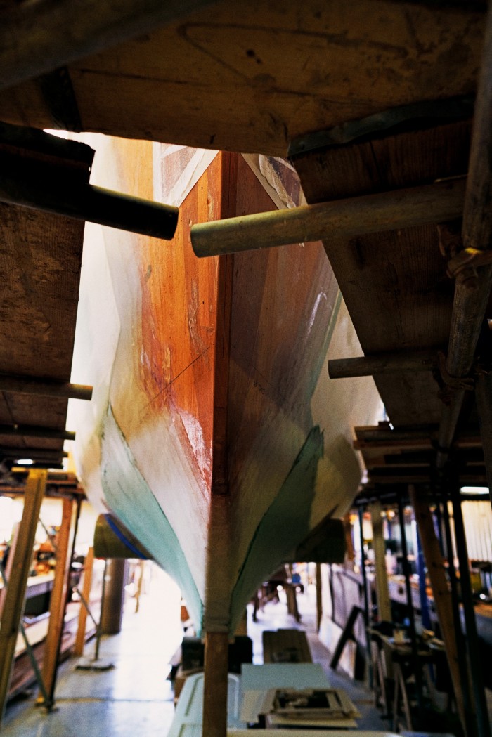 A 51ft yacht designed by Nigel Irens under construction