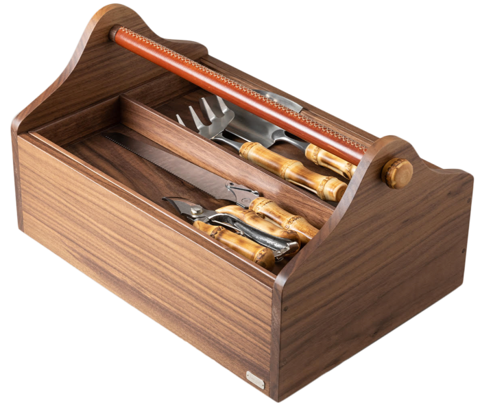 Lorenzi Milano American walnut and leather garden toolbox, from €1,523