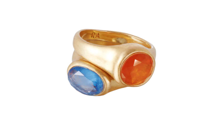 Roxanne Assoulin antique gold-plated and glass stone rings, $120 for set of two