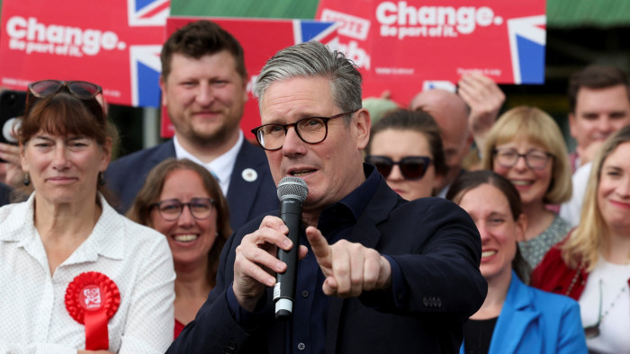 Keir Starmer campaigning in Hitchin, Hertfordshire, on Monday 
