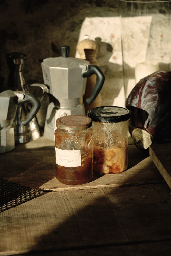 Home-made jam and local honey in the outside kitchen