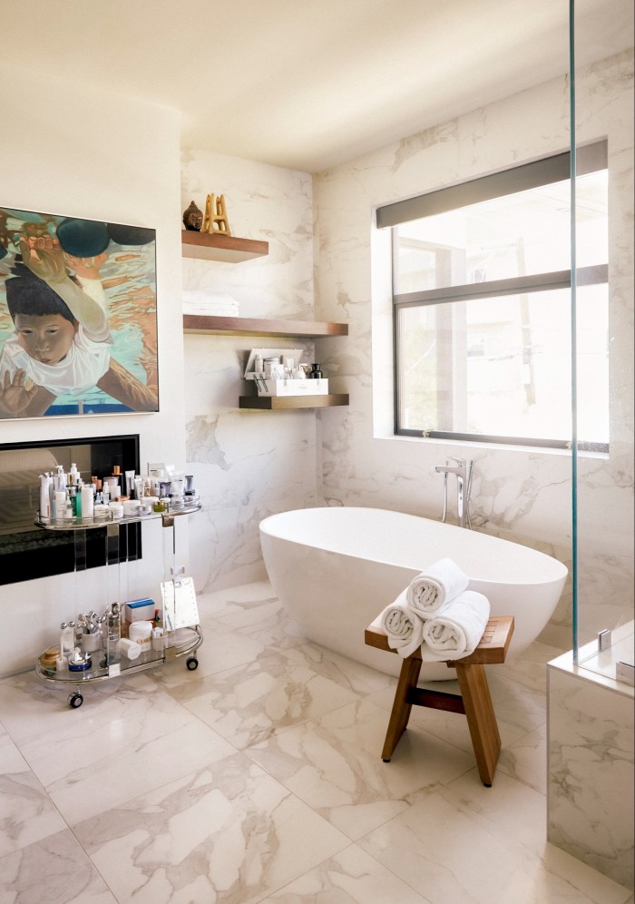 Madden Kelley’s bathroom – her “lab” as her husband calls it