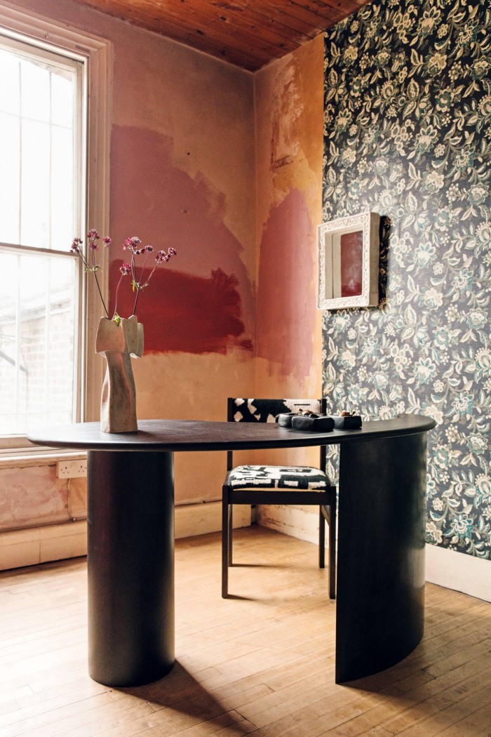 Fred Rigby’s Golden Ratio Desk is paired with a Louie Isaaman-Jones Tapestry Chair