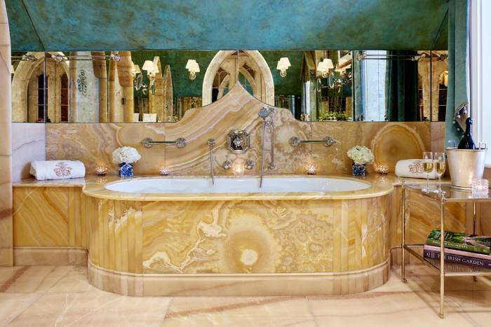 The cottage’s marble bathtub