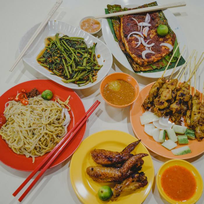 A mini-feast from the stalls at Chomp Chomp Food Centre