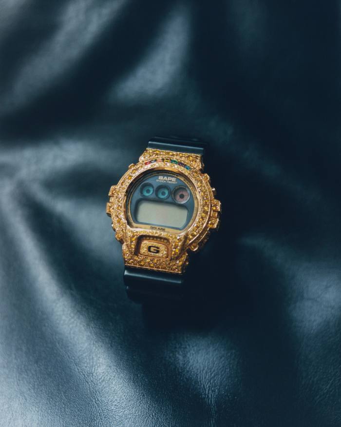 Casio G-Shock x BAPE gold and diamond DW6900 watch