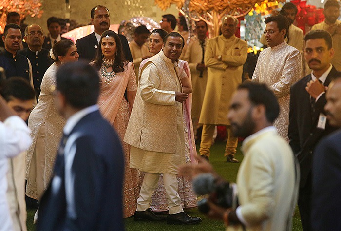 Ambani at his daughter’s wedding in Mumbai in 2018