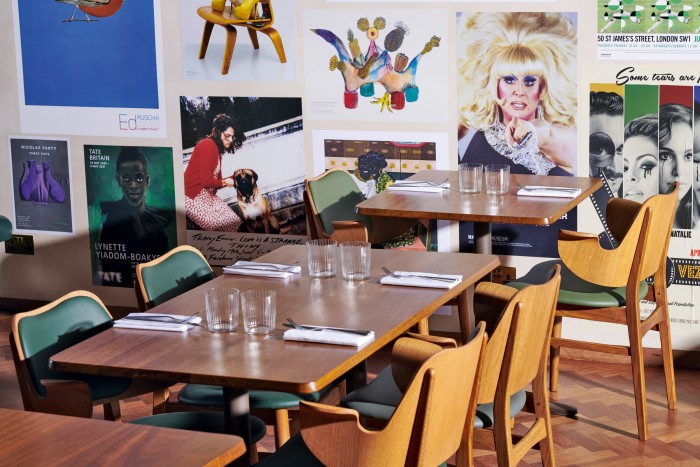 Toklas’s dining room, with vintage posters from art exhibitions