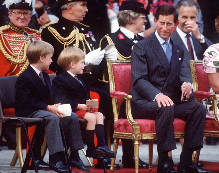 The Prince of Wales with princes William and Harry