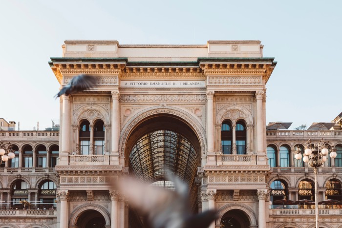 Galleria Vittorio Emanuele II’s triumphal arch-style facade